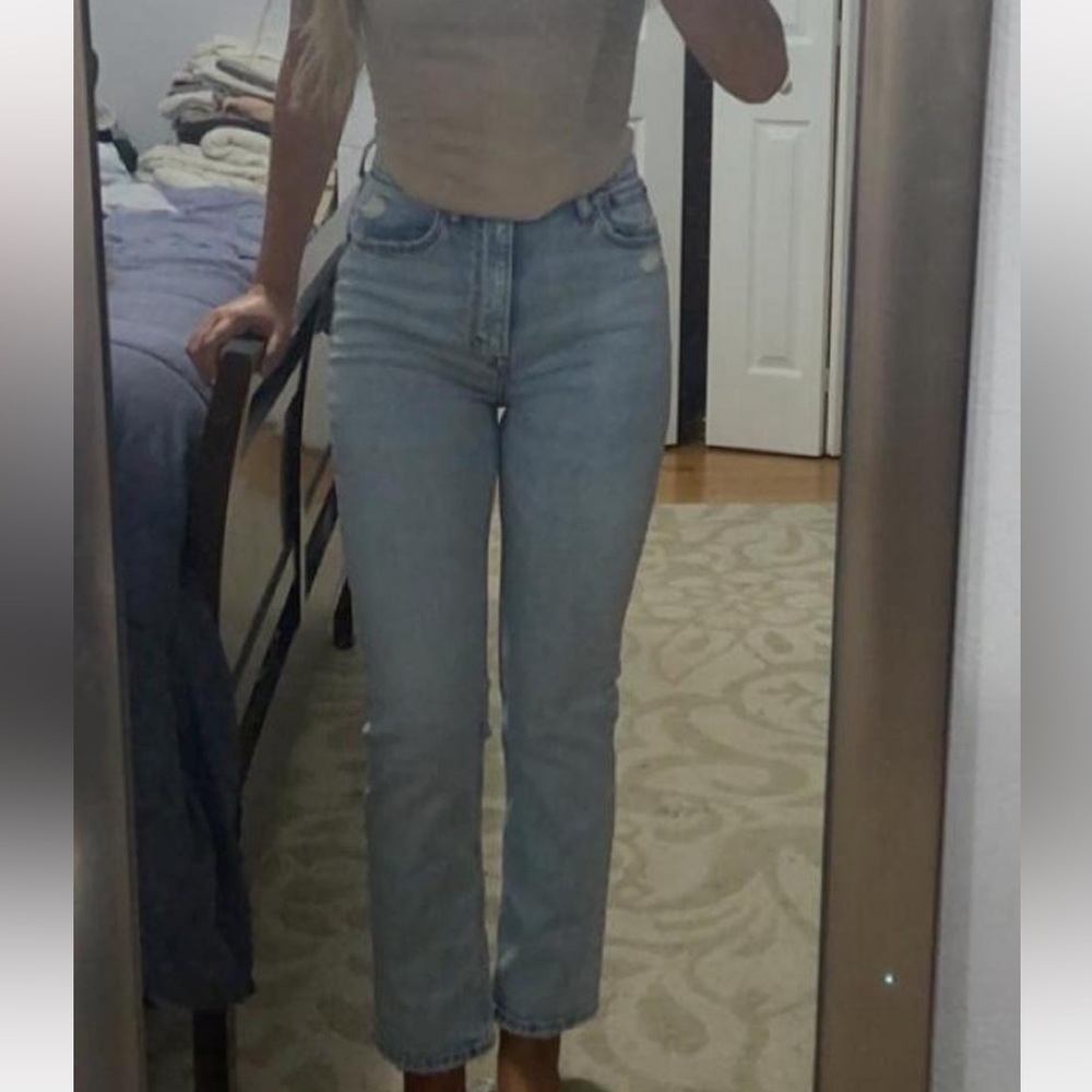 Abercrombie high waist light wash ultra straight leg jean